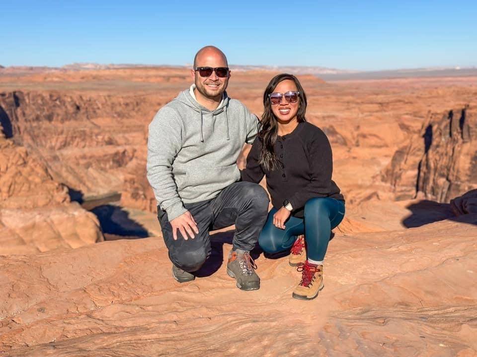 Brandon Finnie hiking with another person